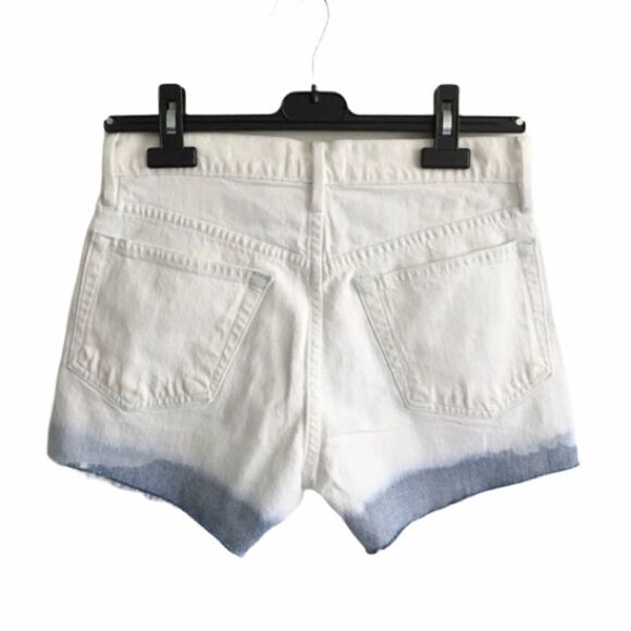 FRAME DENIM High Waisted Dip Dye Denim Shorts White Blue 26 - Picture 3 of 9